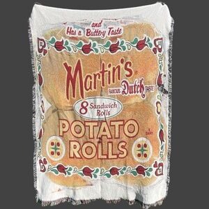 Martin's Potato Rolls Throw Blanket 70 x 50" Pennsylvania Dutch Advertising READ